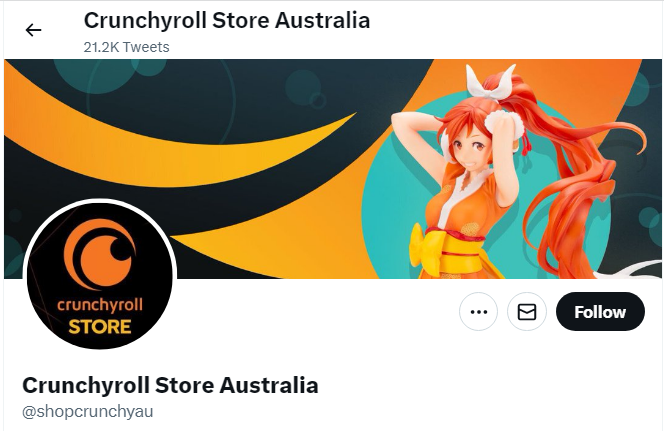 A profile image of the twitter account of Crunchyroll Store Australia 