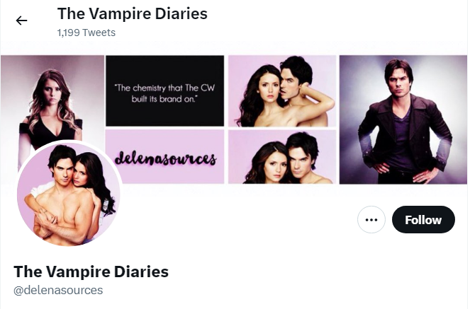 A profile image of the twitter account of The Vampire Diaries
