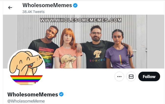 A profile image of the twitter account of WholesomeMemes