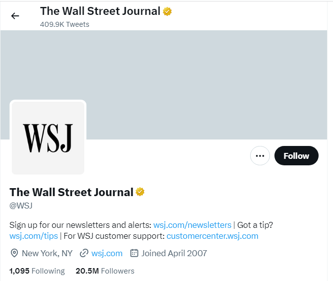 An Image of The Wall Street Journal twitter profile image
