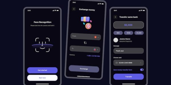 Banner image of Premium Meebank Darkmode App Design  Free Download