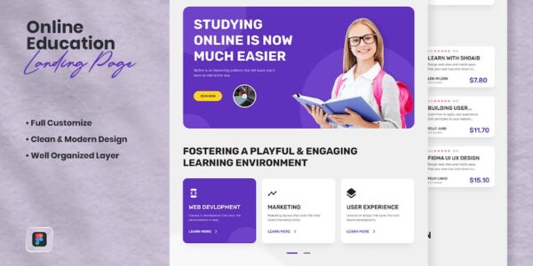 Banner image of Premium Online Education Landing Page - Edubil  Free Download