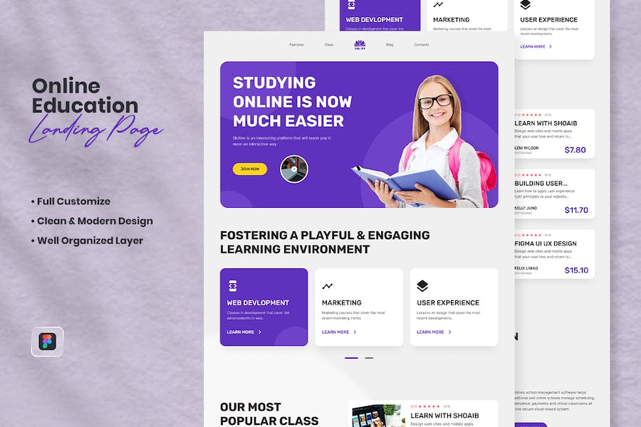 Banner image of Premium Online Education Landing Page - Edubil  Free Download