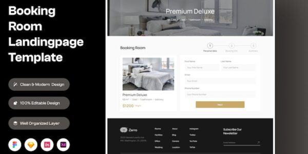 Banner image of Premium Booking Room Landing Page Template  Free Download