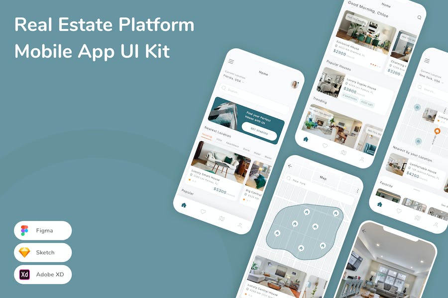Banner image of Premium Real Estate Platform Mobile App UI Kit  Free Download