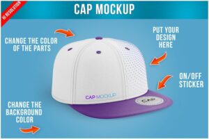 Banner image of Premium Snapback Cap with Sticker Mockup Template  Free Download