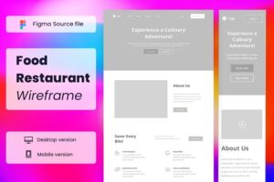 Banner image of Premium Food Restaurant Wireframe Website  Free Download