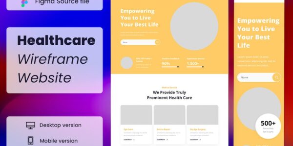 Banner image of Premium Healthcare Wireframe Website  Free Download