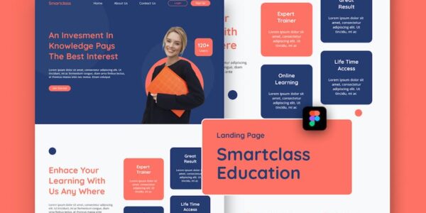Banner image of Premium SmartClass Course Education Landing Page  Free Download