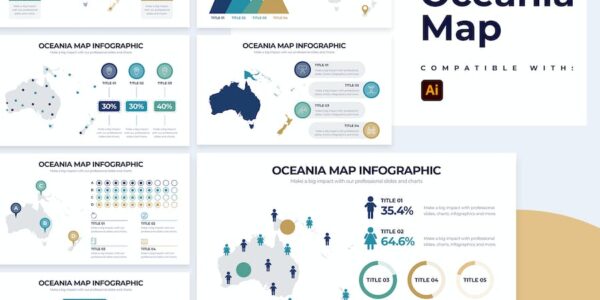 Banner image of Premium Education Oceania Map Illustrator Infographics  Free Download