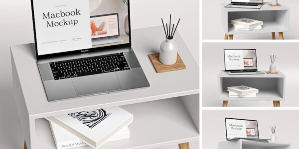 Banner image of Premium Macbook Mockup on Desk Presentation Style  Free Download