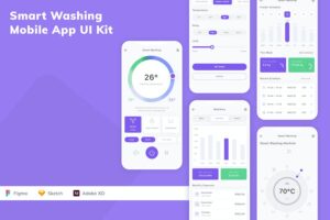 Banner image of Premium Smart Washing Mobile App UI Kit  Free Download