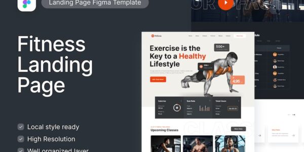 Banner image of Premium Fitzone Fitness and Wellness Figma Template  Free Download