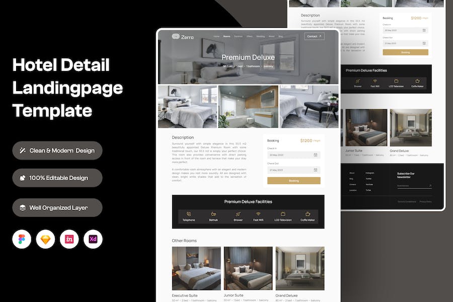 Banner image of Premium Hotel Landing Page Template  Free Download