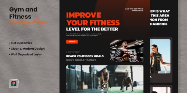 Banner image of Premium Gym and Fitness Landing Page  Free Download