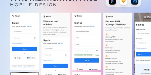 Banner image of Premium 14 Login And Register Mobile Design UI Kit  Free Download