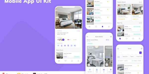 Banner image of Premium Hotel Booking Mobile App UI Kit  Free Download