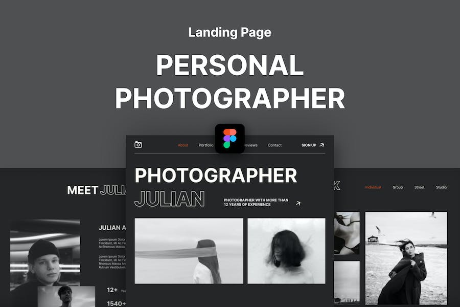 Banner image of Premium Personal Gray Clean Photography Landing Page  Free Download