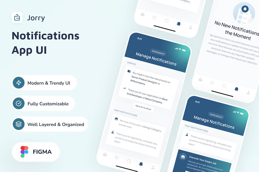 Banner image of Premium Jorry Notifications App UI  Free Download