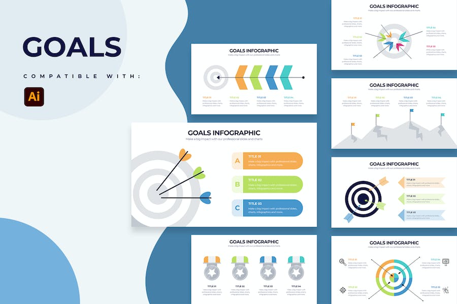 Banner image of Premium Business Goals Illustrator Infographics  Free Download