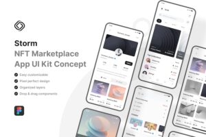 Banner image of Premium Storm NFT Marketplace Mobile App UI Kit  Free Download