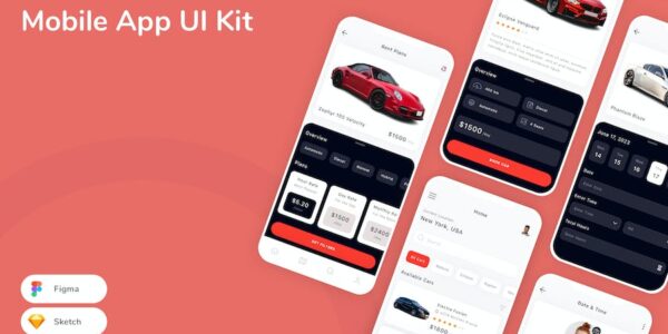 Banner image of Premium Car Rental Mobile App UI Kit  Free Download