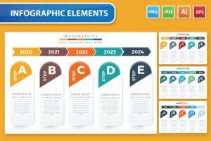 Banner image of Premium 5 Step Infographic Elements  Free Download