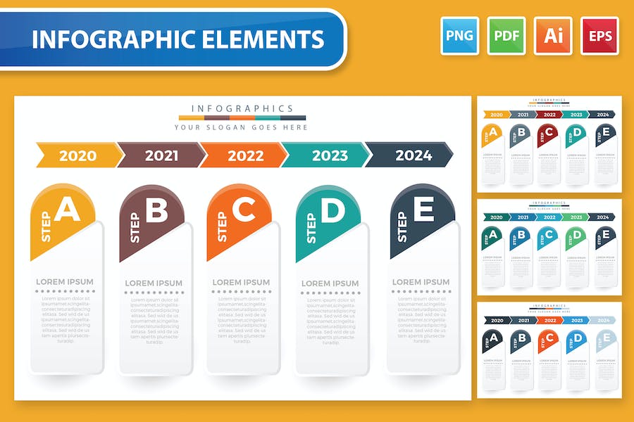 Banner image of Premium 5 Step Infographic Elements  Free Download