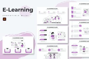 Banner image of Premium Education E-Learning Illustrator Infographics  Free Download