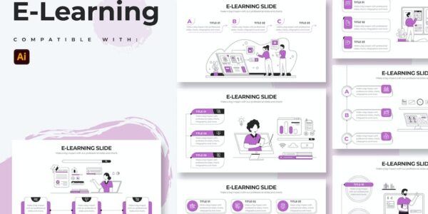Banner image of Premium Education E-Learning Illustrator Infographics  Free Download