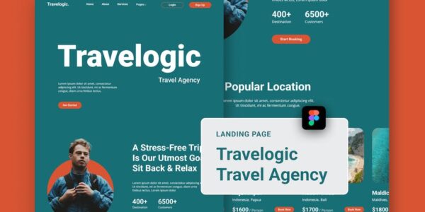 Banner image of Premium Travelogic Green Travel Agency Landing Page  Free Download