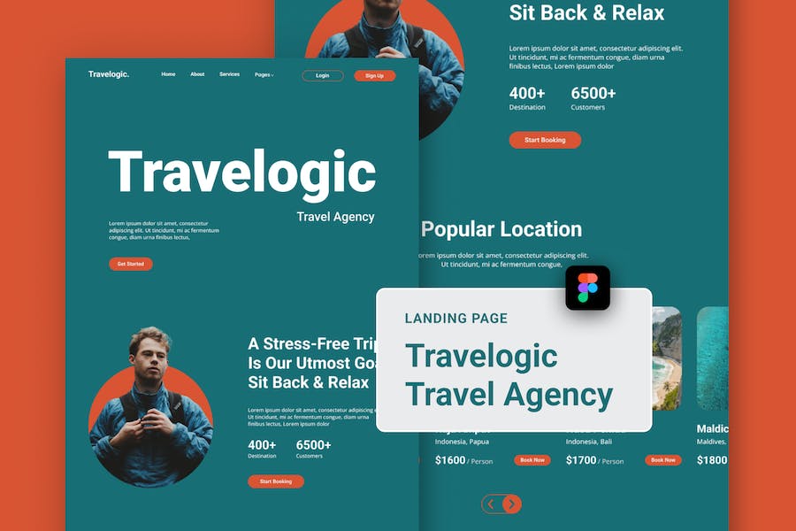 Banner image of Premium Travelogic Green Travel Agency Landing Page  Free Download