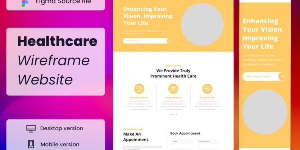 Banner image of Premium Healthcare Wireframe Website  Free Download