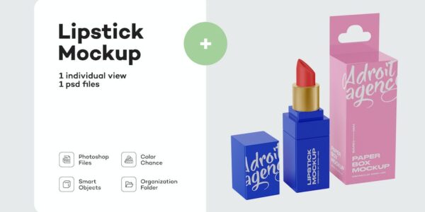 Banner image of Premium Pened Square Lipstick Tube w/ Box Mockup  Free Download