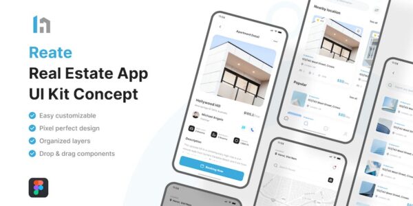 Banner image of Premium Create Real Estate Mobile App UI Kit  Free Download