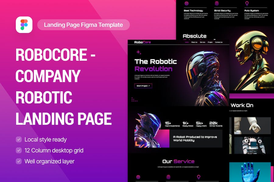 Banner image of Premium Robocore â Robotic Landing Page  Free Download