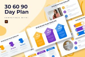 Banner image of Premium Business 30-60-90 Day Plan Illustrator Infographic  Free Download