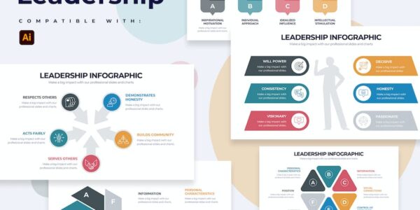 Banner image of Premium Business Leadership Illustrator Infographics  Free Download