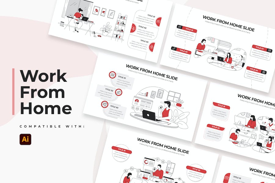 Banner image of Premium Business Work From Home Illustrator Infographics  Free Download