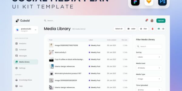 Banner image of Premium Media Library List UI Component  Free Download