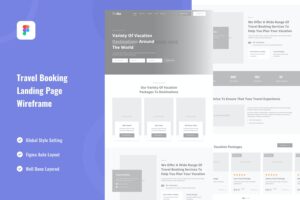 Banner image of Premium Travel Booking Landing Page Website Wireframe  Free Download
