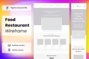 Banner image of Premium Food Restaurant Wireframe Website  Free Download