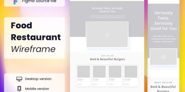 Banner image of Premium Food Restaurant Wireframe Website  Free Download