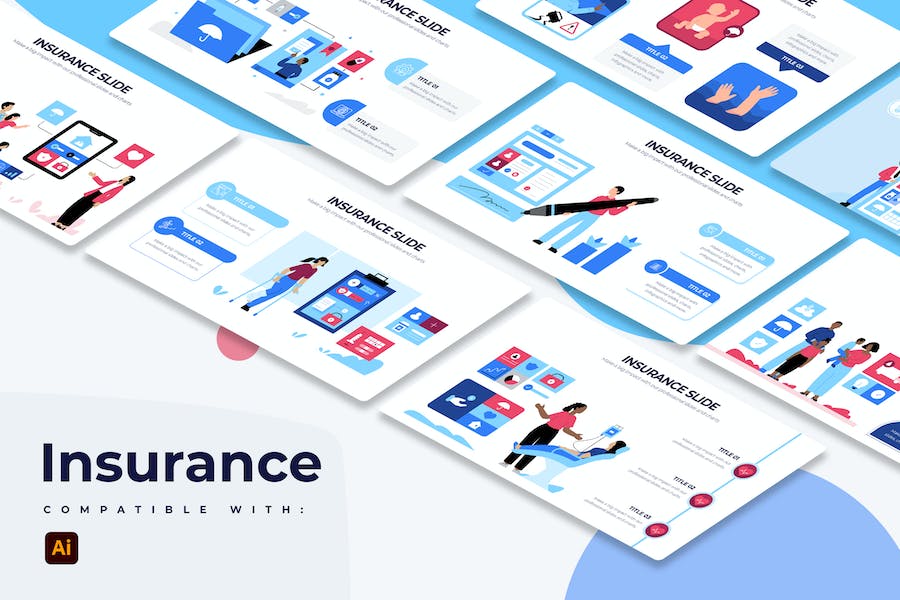 Banner image of Premium Business Insurance Slides Illustrator Infographics  Free Download