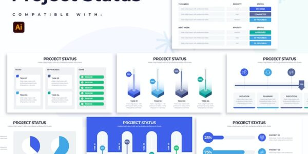 Banner image of Premium Business Project Status Infographics  Free Download