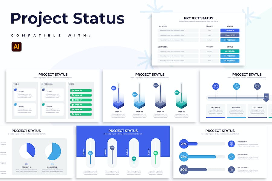 Banner image of Premium Business Project Status Infographics  Free Download