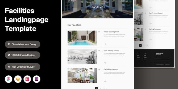 Banner image of Premium Facilities Landing Page Template  Free Download