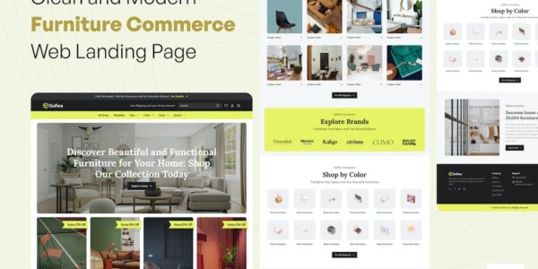 Banner image of Premium Clean and Modern Furniture Commerce Web Landing Page  Free Download