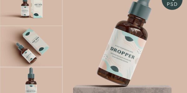 Banner image of Premium Dropper Bottle Mockup with Box  Free Download