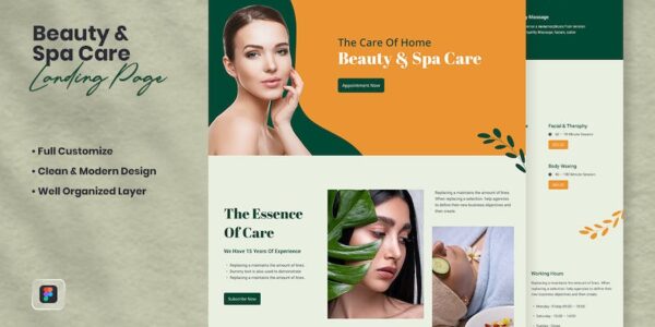 Banner image of Premium Beauty Spa Care Landing Page  Free Download
